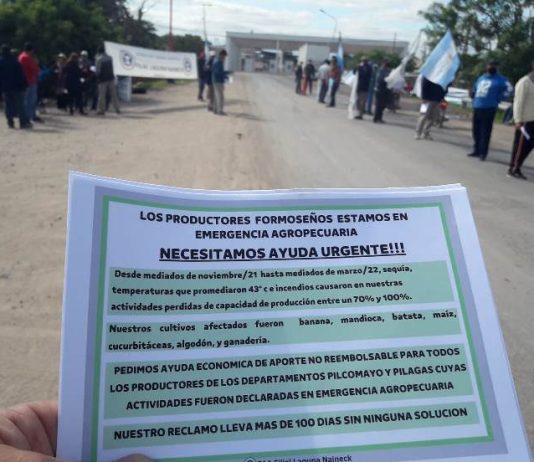 CLORINDA: Productores de la zona norte se manifiestan en el paso fronterizo San Ignacio de Loyola