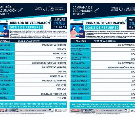 Desarrollo Humano dio a conocer las sedes de vacunación para las jornadas del jueves y viernes