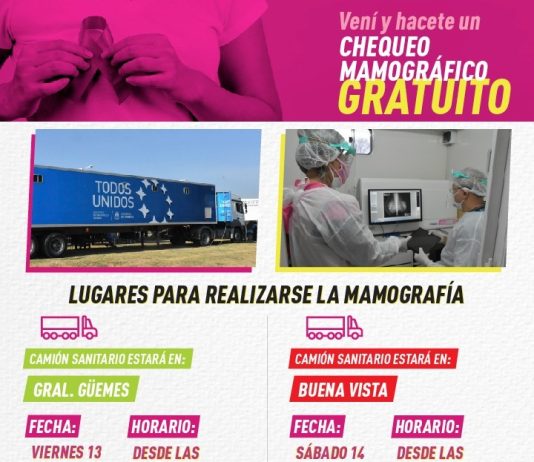 Invitan a mujeres que viven en Villa General Güemes y Buena Vista a realizarse mamografías gratuitas