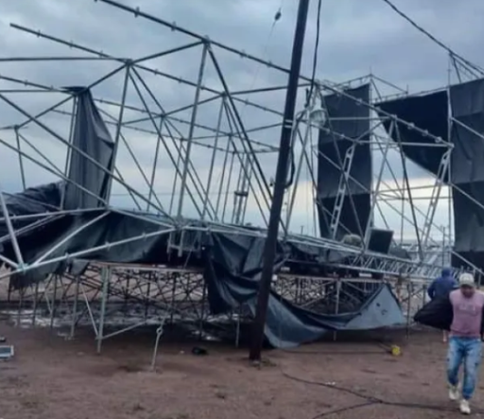 PERÍN: Lluvia, fuertes vientos y granizo obligaron a suspender la 1ra Expofiesta de la Ruta 9.