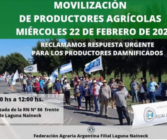 LAGUNA NAINECK: Federación Agraria Argentina moiliza y reclama.