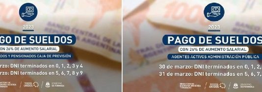 ESTATALES PROVINCIALES: Pago de haberes mes de marzo.