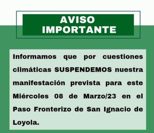 LAGUNA NAINECK: Productores suspenden su llegada al paso fronterizo Loyola.