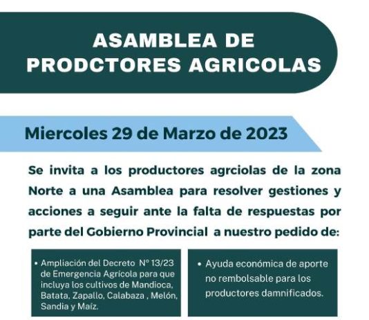 LAGUNA NAINECK: Desde la FAA llaman a una asamblea de productores agrícolas
