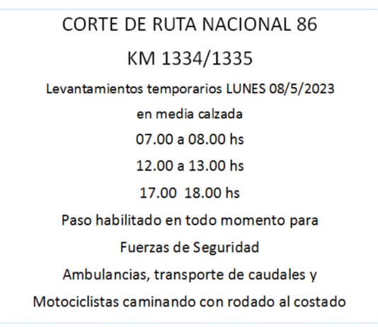LA PRIMAVERA: Pasos temporarios en media calzada en el corte de la R86