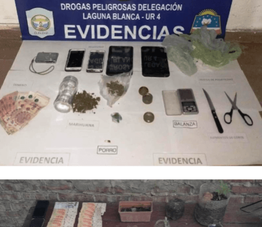 LAGUNA BLANCA: Desarticulan dos centros de distribución de drogas