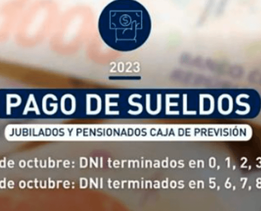 Este sabado inicia el cronograma de Pago de Haberes Octubre 2023