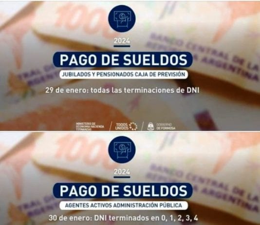 PAGO DE HABERES: Desde el lunes 29 de enero se abonarán los sueldos correspondientes al presente mes.