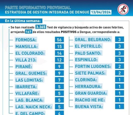 DENGUE: Parte informativo provincial