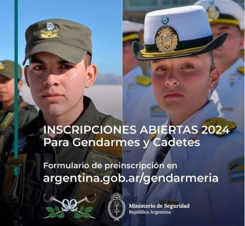 GENDARMERIA NACIONAL: Preinscripción Online de postulantes a Cadetes (Oficiales) – Gendarmes (Aspirantes) año 2024