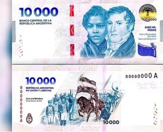 El Banco Central puso en circulación los nuevos billetes de 10.000 pesos