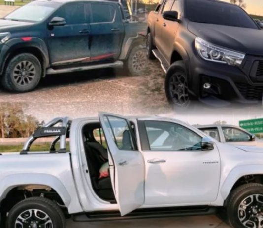 Robaron tres camionetas Toyota Hilux con el método «Flipper»