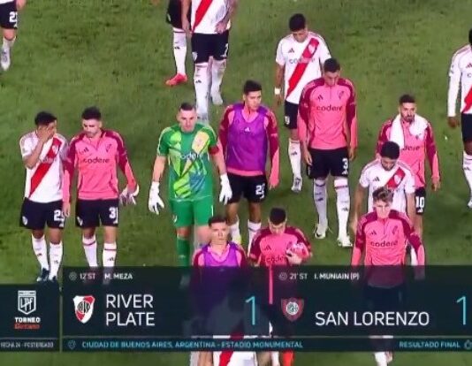 River empató 1-1 con San Lorenzo y se despidió de la pelea por el título en la Liga Profesional