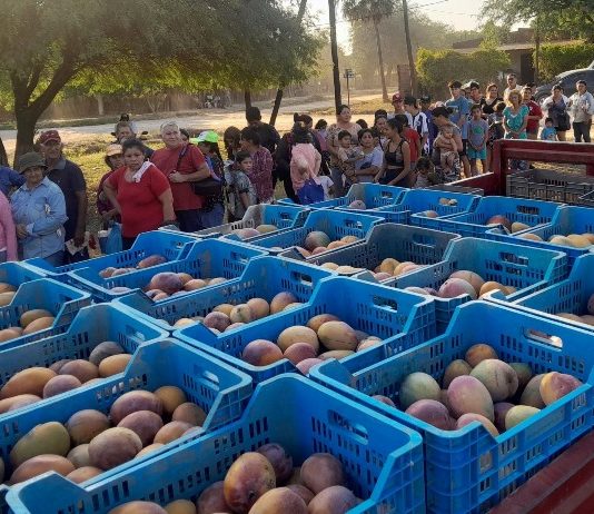 LAGUNA NAINECK: La Federación Agraria Argentina regaló mangos en Laguna Blanca para visibilizar la crisis productiva