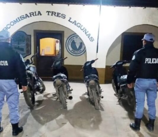 TRES LAGUNAS. Seguridad vial: secuestraron cuatro motociclistas y demoraron a sus conductores
