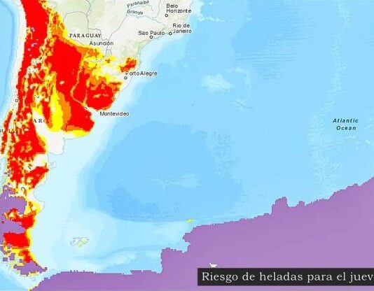 El pronóstico para el jueves en el país: Continúa el elevado riesgo de heladas en toda el área central