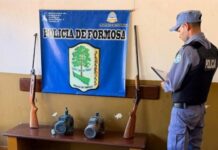LAGUNA BLANCA: Detuvieron a tres hombres en distintos procedimientos, secuestraron armas y recuperaron una motoguadaña robada