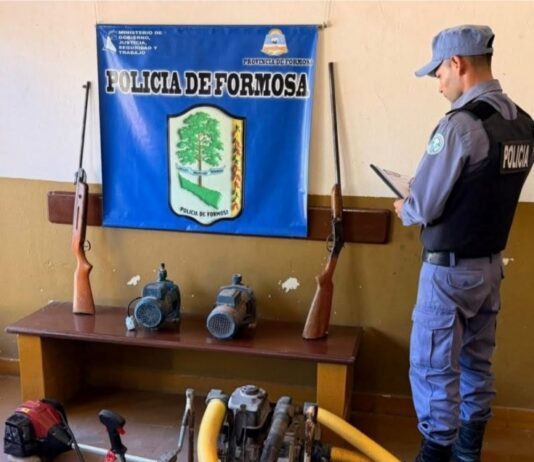 LAGUNA BLANCA: Detuvieron a tres hombres en distintos procedimientos, secuestraron armas y recuperaron una motoguadaña robada