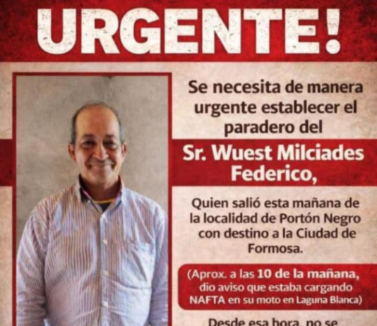 PORTON NEGRO: Buscan a un hombre de 61 años desaparecido tras ausentarse de su domicilio