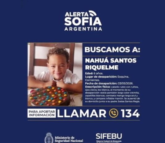 ALERTA SOFIA: Buscamos a Nahuá Santos Riquelme