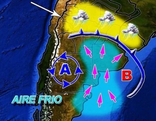 El pronóstico para este martes: Avance de otro pulso de aire antártico polar rumbo al área central