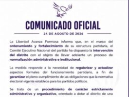 La Libertad Avanza oficializó la intervención en Formosa y aseguró que busca normalizar y fortalecer el partido